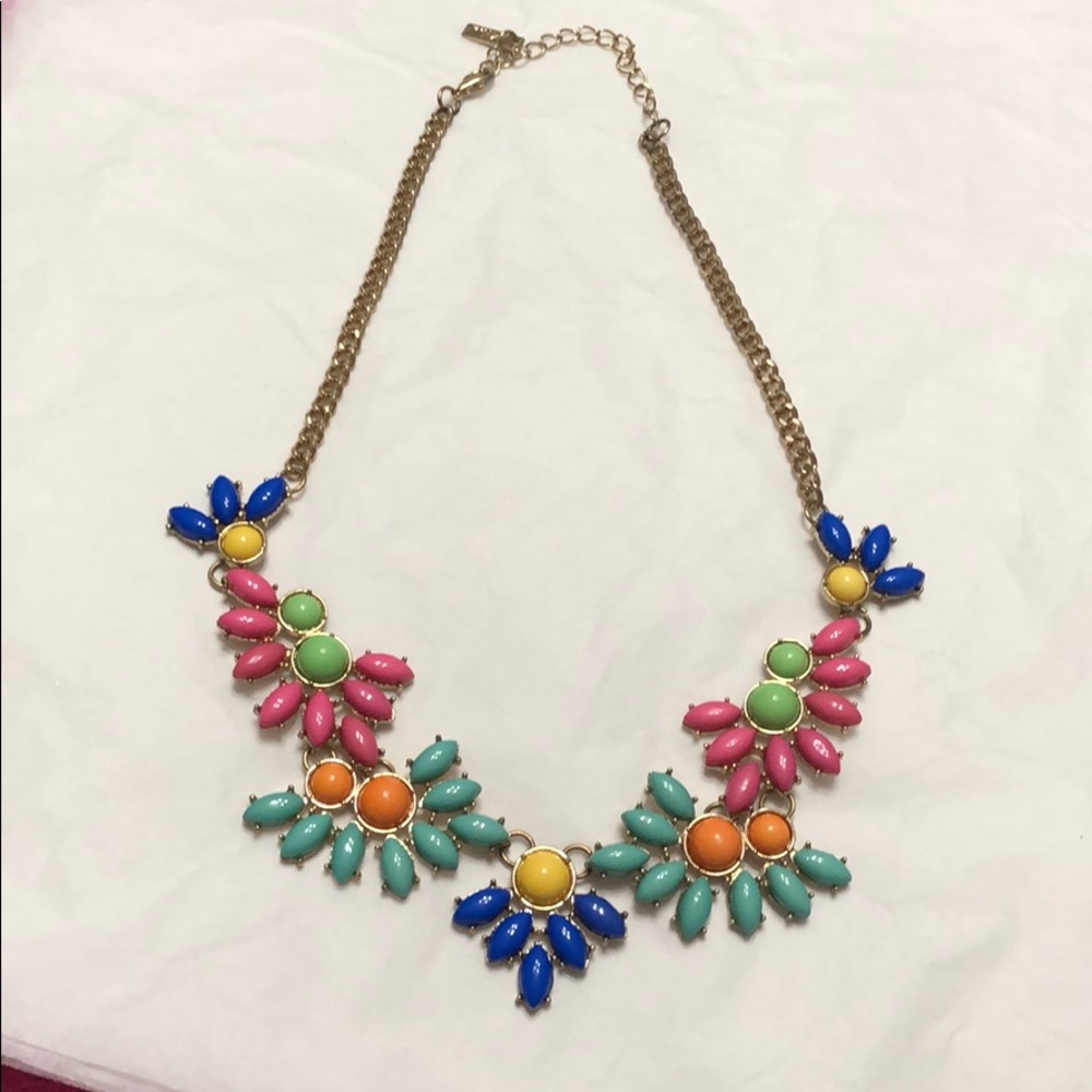 Multi-colored gem bobble gold necklace